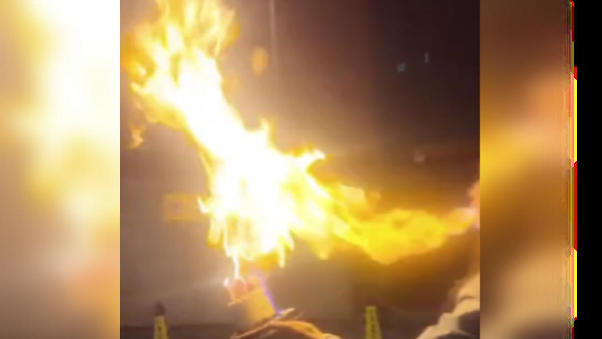 大陸女星王添羽跟風拍攝「火焰蛋糕」影片，沒想到差點毀容。（圖／網路）
