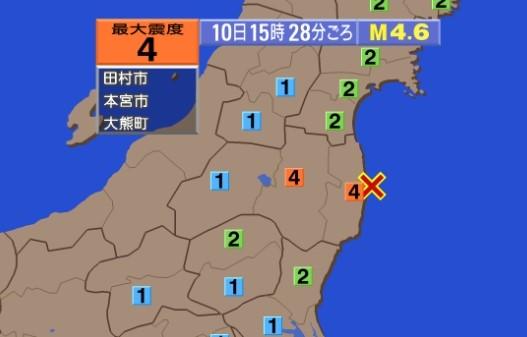 日本福島縣在週年前夕，今（10）日爆發規模4.6地震。（圖／翻攝 NHK）