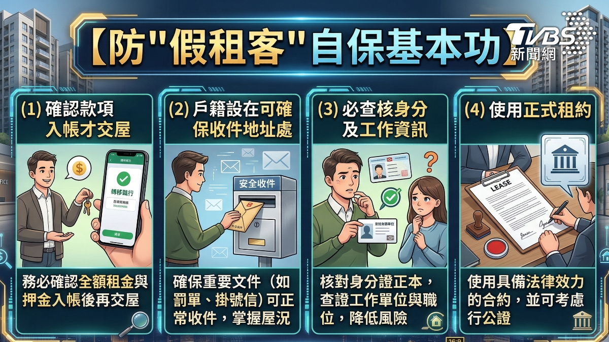 防範假租客詐騙關鍵動作。(圖/TVBS)