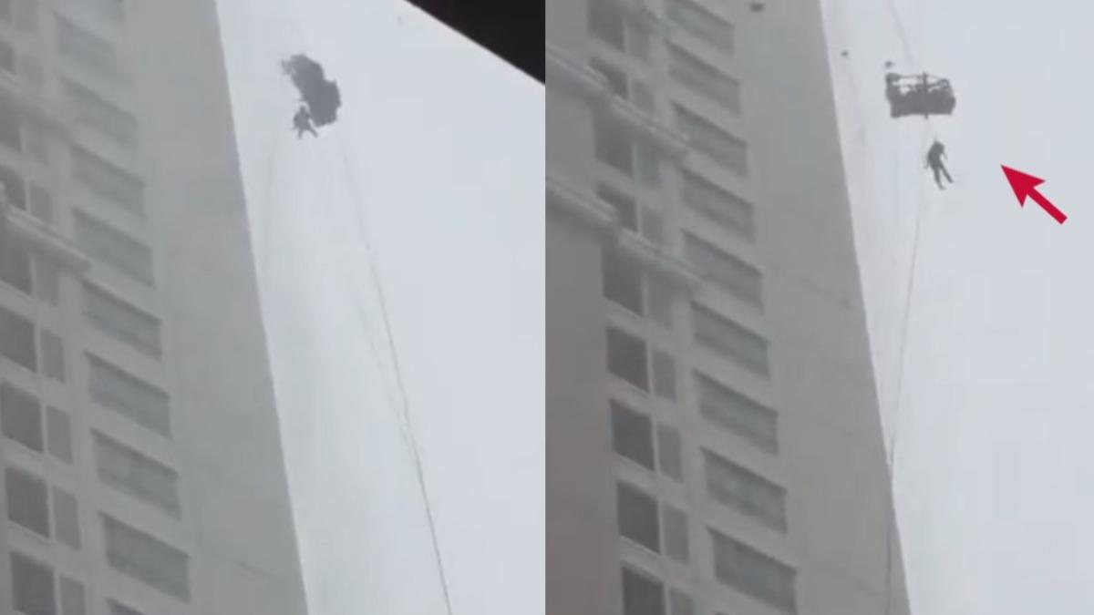 有片／26樓鐘擺人！印尼工暴風雨中洗外窗　遭甩出狂撞大樓慘死