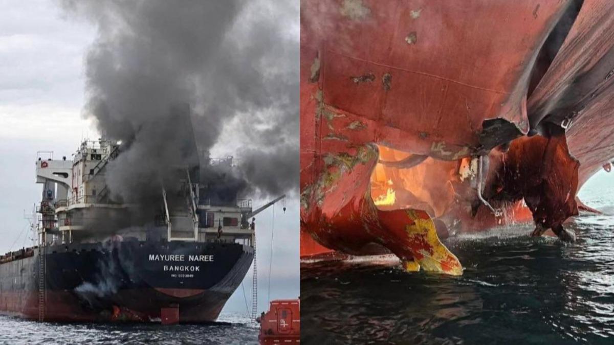 泰船荷姆茲海峽附近遇襲3失蹤 黑煙瀰漫、船身冒火光