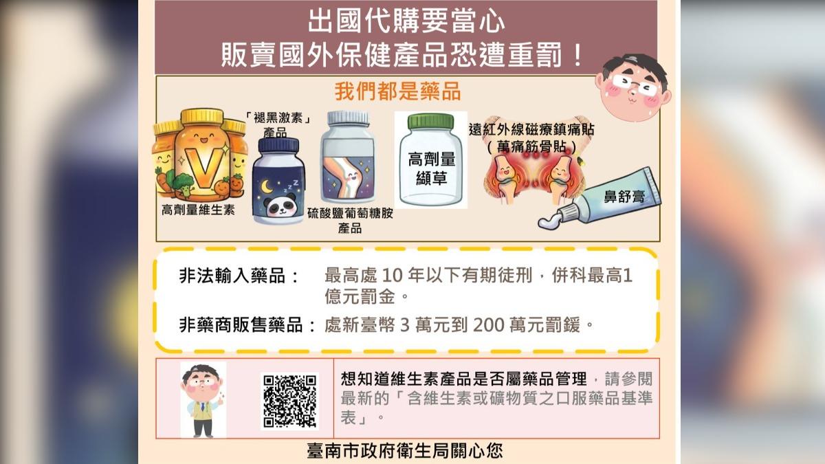 台南市衛生局也整理常見誤踩地雷的產品。（圖／翻攝自台南市衛生局臉書）