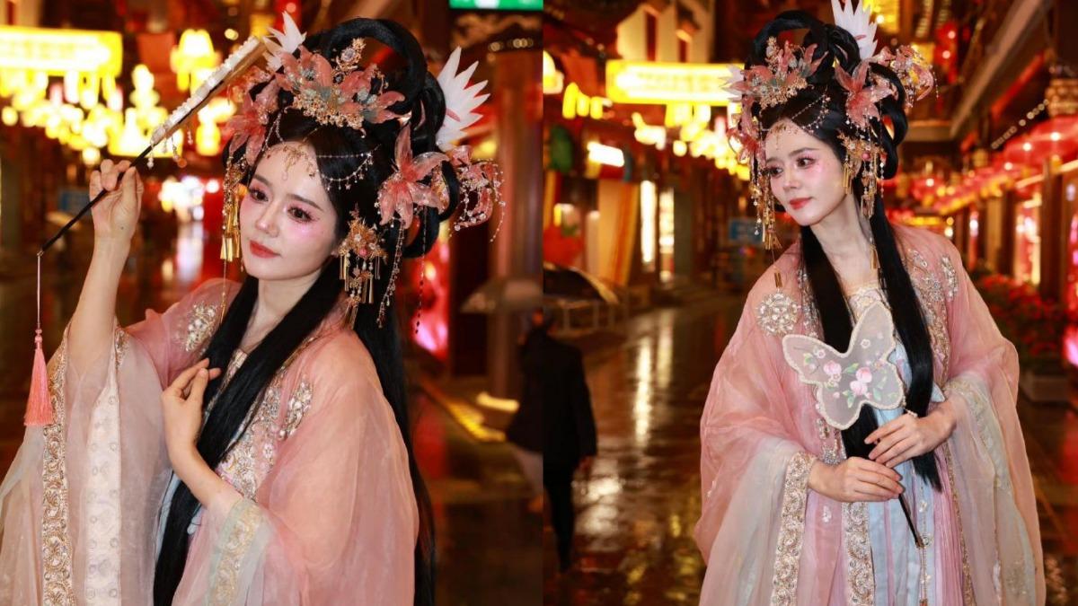 韓佳人挑戰大陸網紅妝,大家覺得好看嗎?(圖/翻攝自韓佳人IG_hangaingagari)