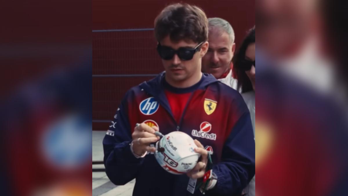 被封為「法拉利男神」的F1賽車手勒克萊爾,對要求簽名的粉絲來者不拒,不過傳出有瘋狂粉絲為了索取簽名推擠他的愛妻,讓他超傻眼。(圖/scuderiaferrari IG)
