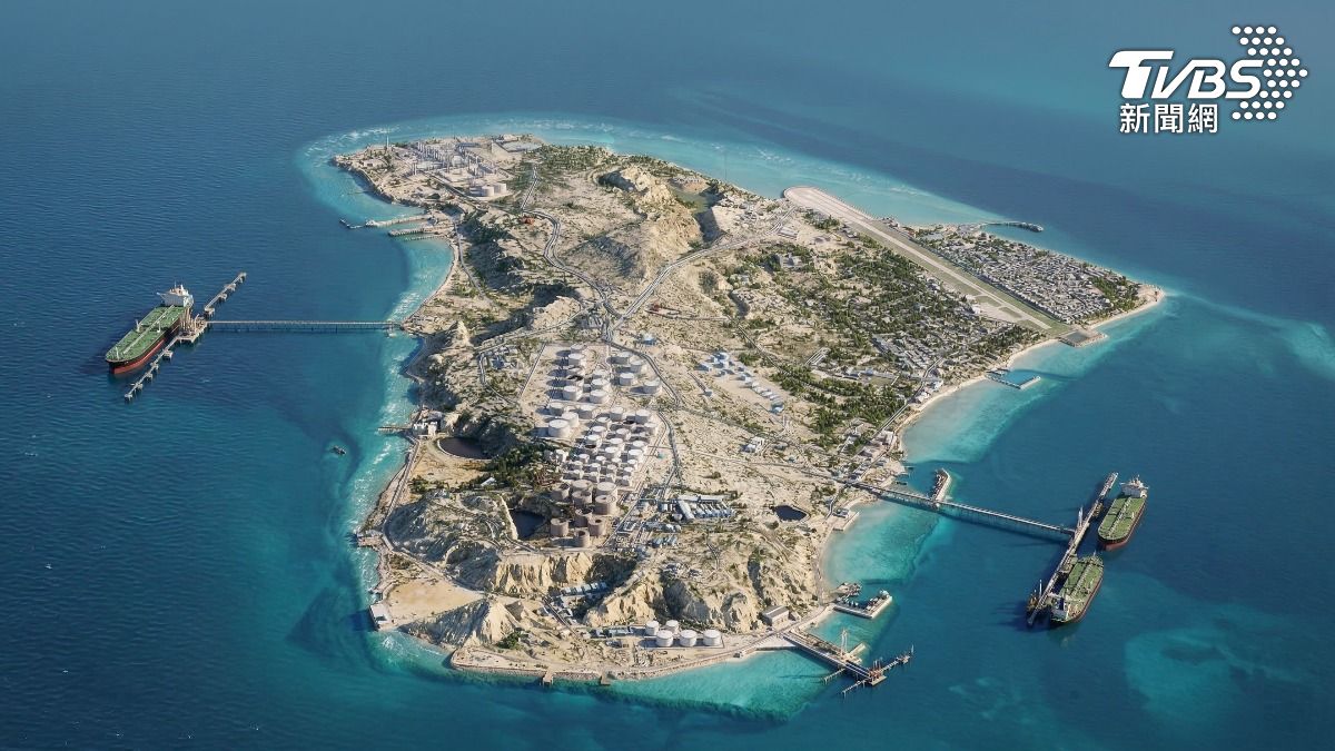 哈格島掌握伊朗90%石油出口,面積卻僅1/3個曼哈頓。(圖/AI重製空照圖模型)