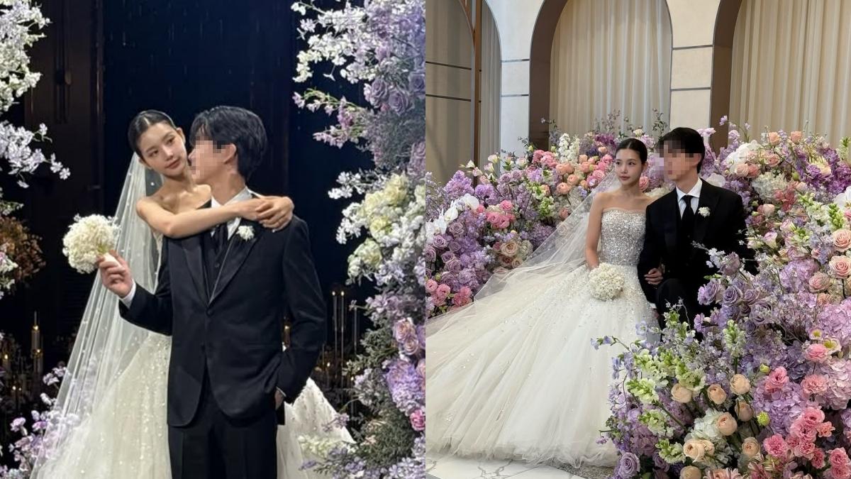 Jenny披華麗白紗坐花海中宛若真公主。(圖/翻攝自yulleda IG)
