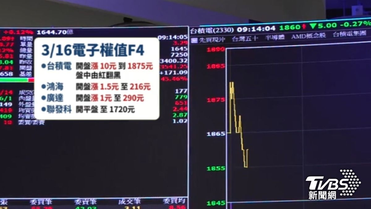 電子權值F4漲跌互見。(圖/TVBS)