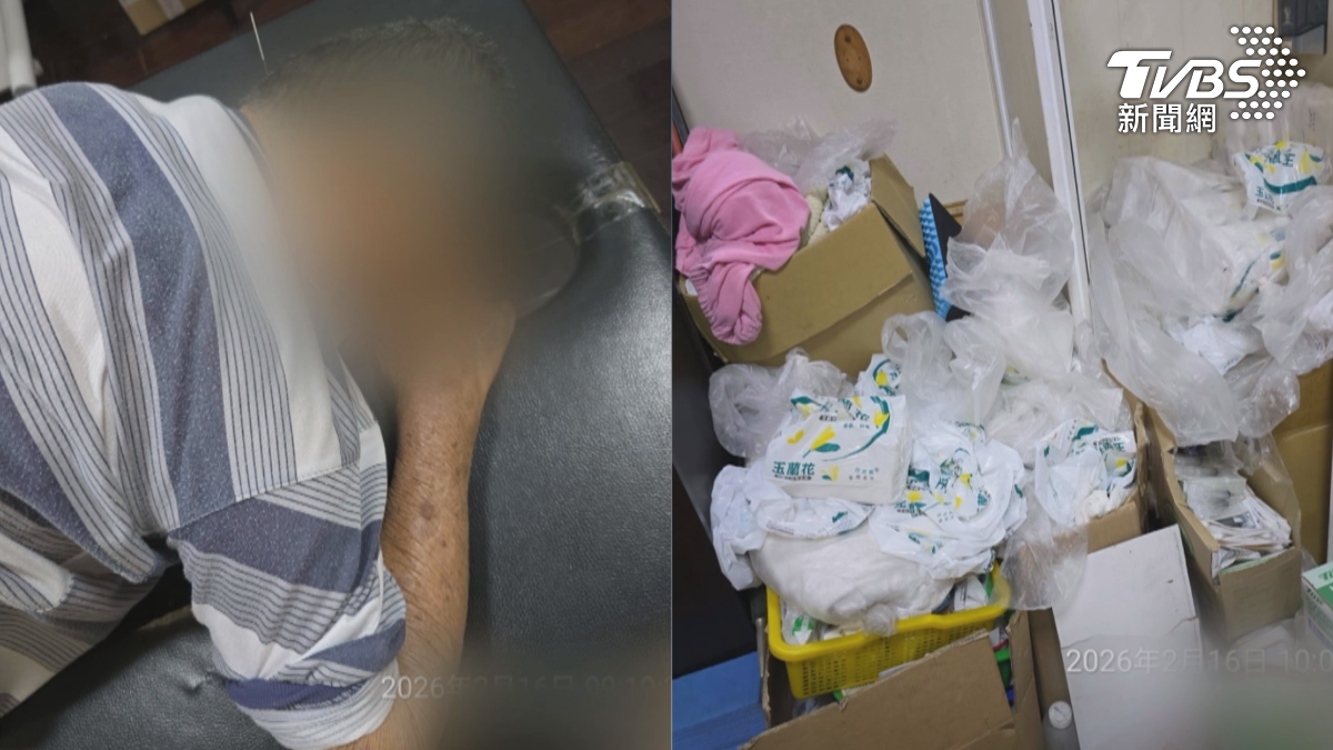 當事民眾陳先生認為診所環境相當糟糕,衛生紙、塑膠袋就丟在診療間,使用過的棉花棒、針頭散落在桌上,他當下要求醫師出示執業執照。(圖/民眾提供)