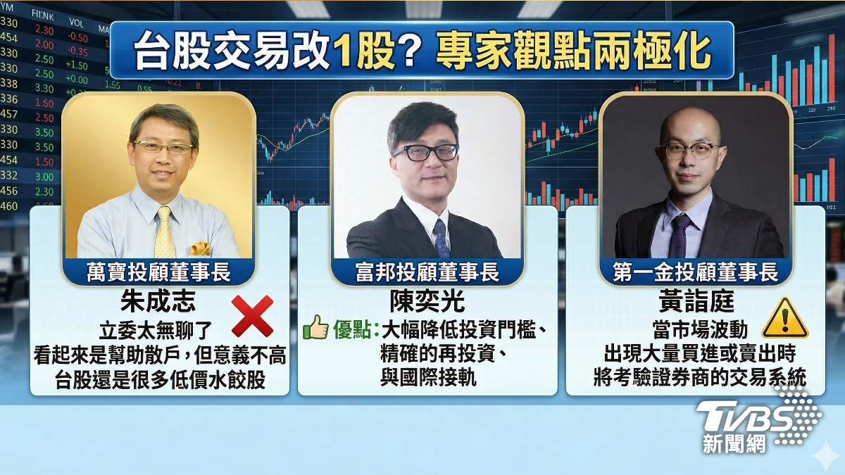 台股交易改1股?專家觀點兩極化。(圖/TVBS)
