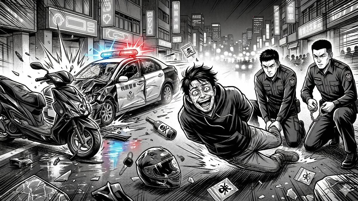 「酒駕+毒駕」狂飆!桃園男衝撞警車倒地 沿路違規慘噴19萬