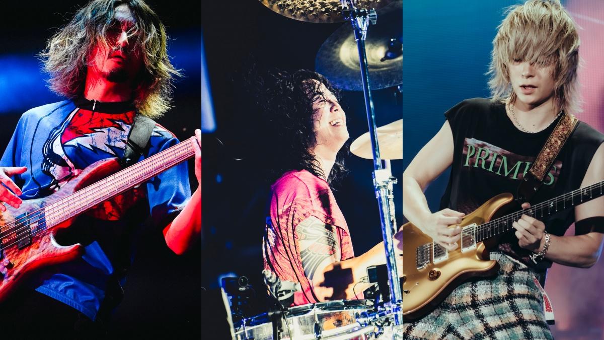 左起貝斯手Ryota、鼓手Tomoya、吉他手Toru。（圖／秀泰娛樂提供）