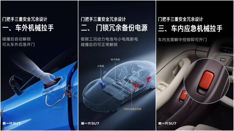 新車導入「三重備援」的車門解鎖系統,即使在極端情況下,仍能確保車內乘員順利開門脫困。(圖/小米提供)