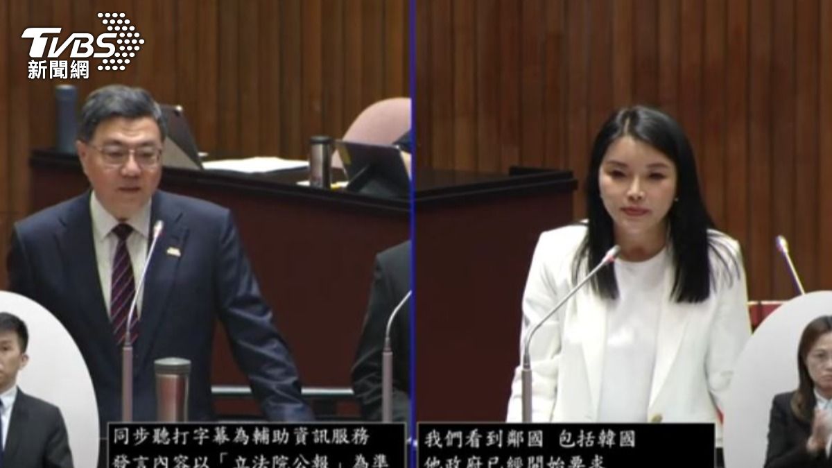行政院長卓榮泰與國民黨立委張嘉郡。（圖／TVBS）