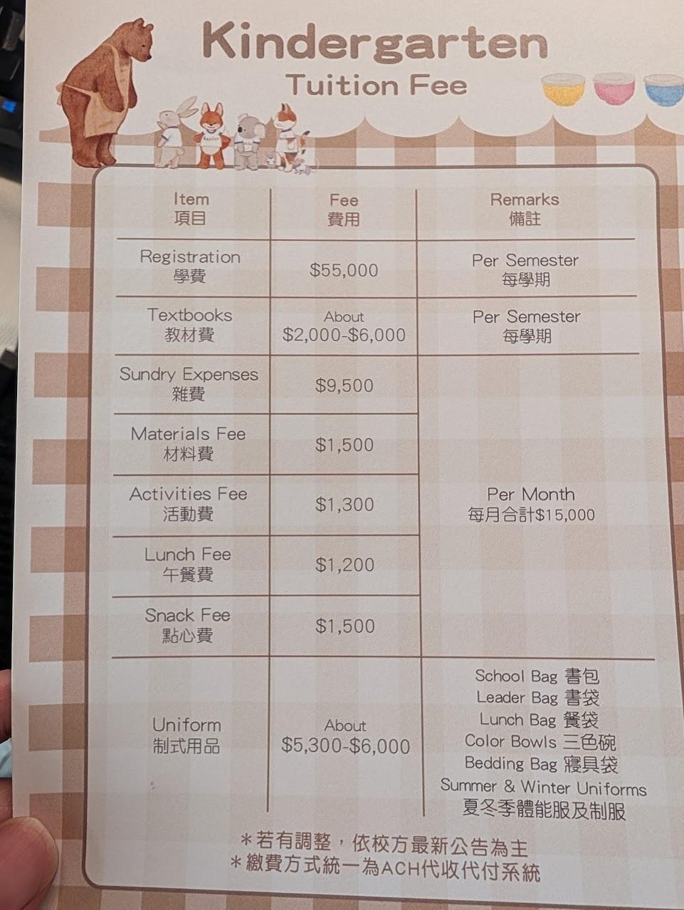 Cheap昨(25日)在臉書分享「幼稚園學費明細」。(圖/翻攝自臉書「Cheap」)