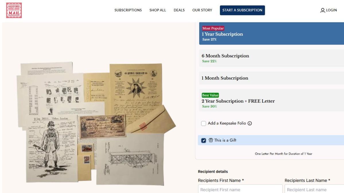 訂閱該服務的人,會定期收到複製的歷史文件。(圖/取自網站History By Mail)