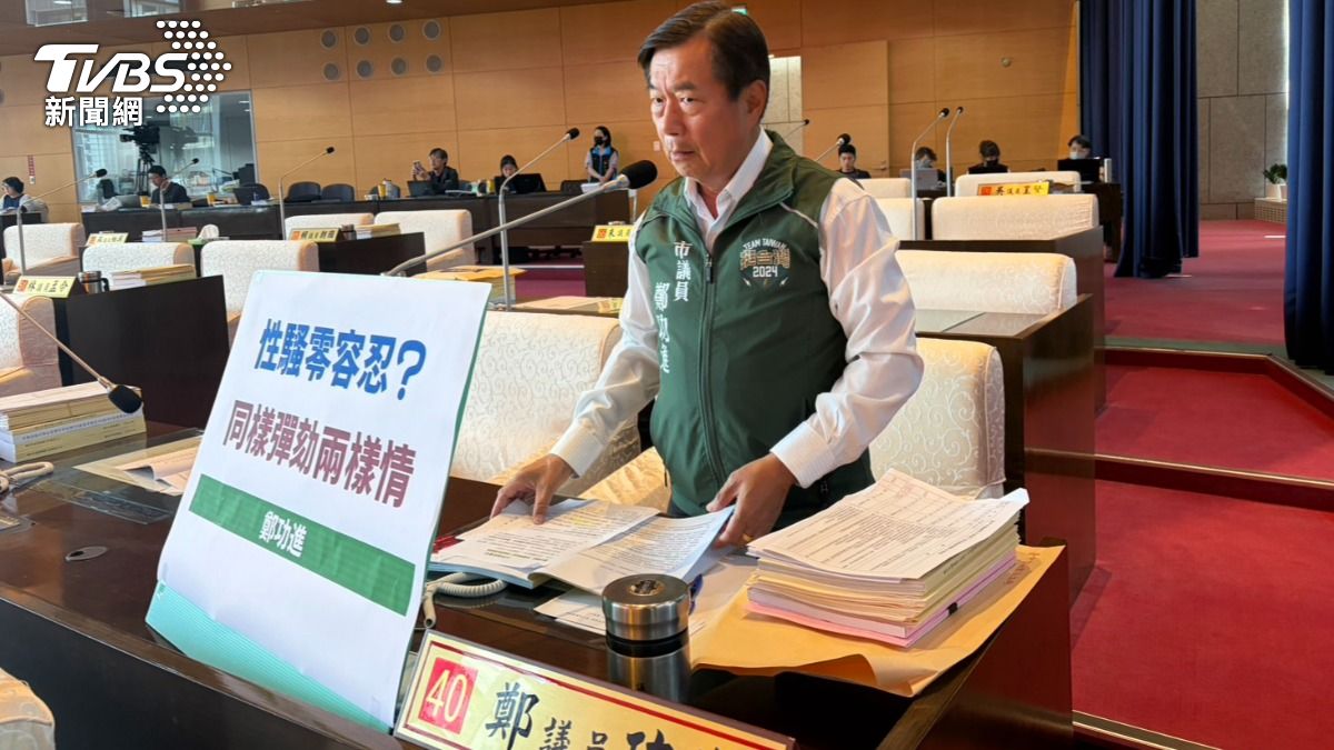 鄭功進今日在台中市議會質詢時，要求教育局、警察局徹查。（圖／林冠丞攝）