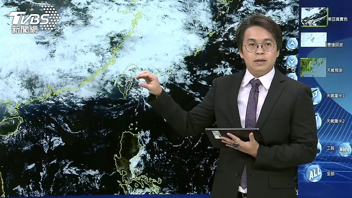 氣象署提醒,下週二會有鋒面靠近,北、東可能會出現雨勢或雷雨。(圖/TVBS)