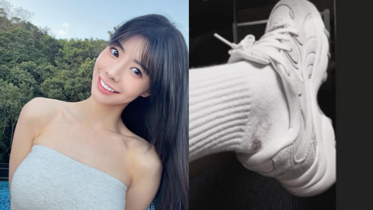 林艾融經血滴到襪子上。（圖／翻攝自林艾融IG）