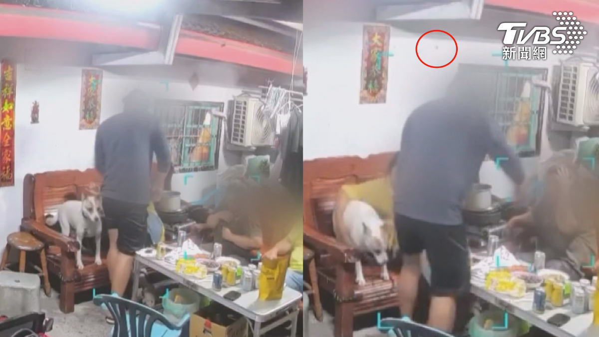 台東鹿野一群人正在住家外頭喝酒聊天,突然傳出槍響,其中一發子彈直接打在牆上。(圖/TVBS)