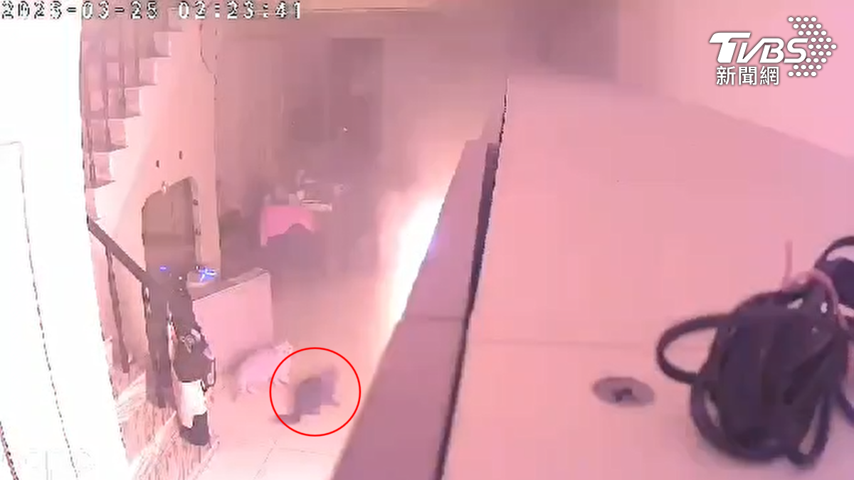 台南一名屋主,家中養了兩隻貓,凌晨2點多廚房卻忽然起火,火勢猛烈,燒毀抽油煙機,廚房一片焦黑(圖/民眾提供)