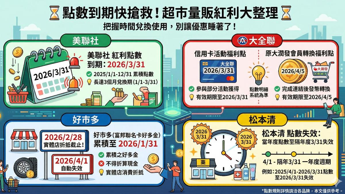 超市量販店點數即將清空。(示意圖/AI生成)