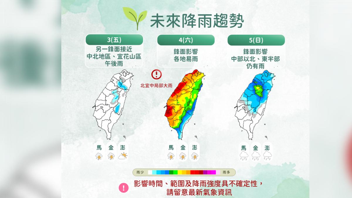 清明連假天氣出爐。（圖／氣象署）