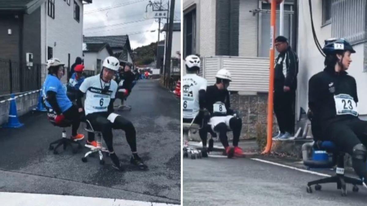 辦公人的F1!日本瘋「辦公椅競賽」 3人一組狂飆20多公里