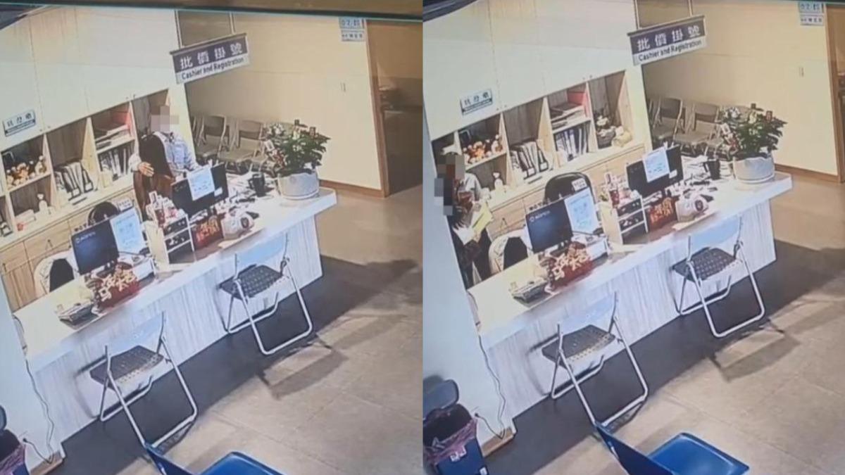 邱男對女員工伸出鹹豬手。（圖／翻攝自記者爆料網）