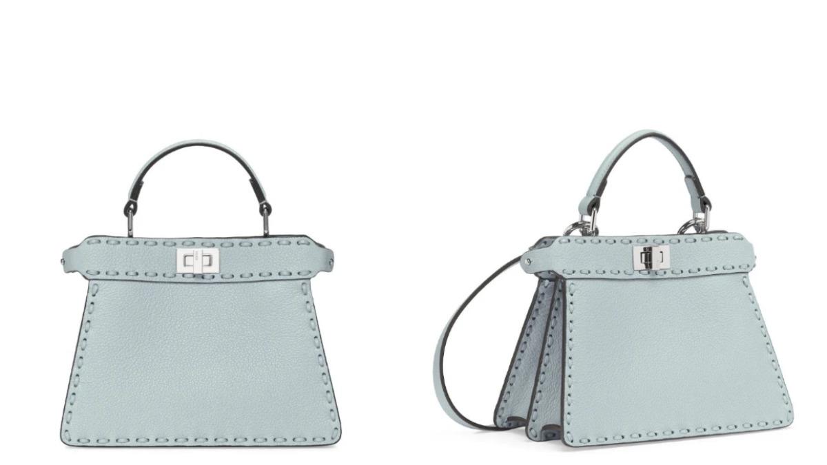 FENDI Peekaboo ISeeU 淺藍色Selleria特小包款。（圖／FENDI官網）