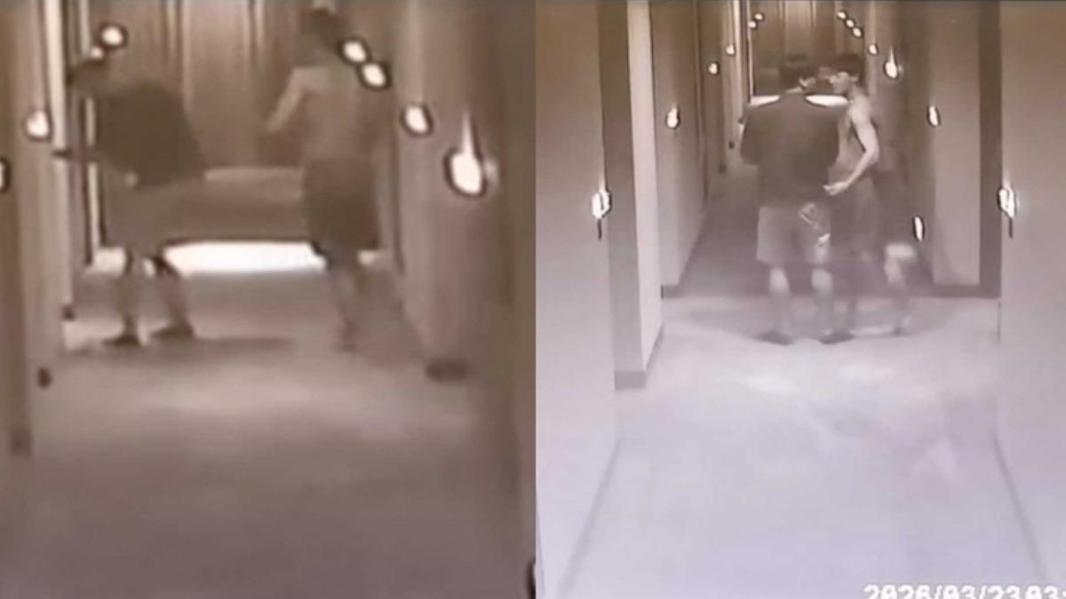 樂天3球員深夜飯店走道狂奔嬉鬧,引發其他房客不滿,投訴畫面流出。(圖/翻攝時報周刊CTWANT)