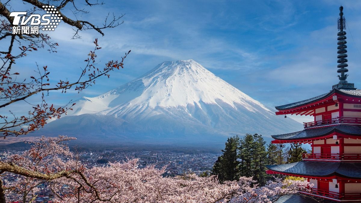 日本一間公司的新進員工在「入社式」這天朝向富士山高喊抱負。(資料圖/達志影像Shutterstock)