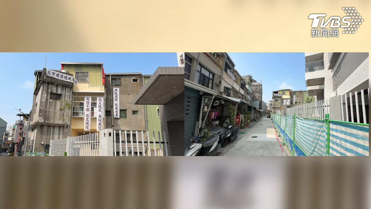 屋主淚訴,為了防止鐵條再次掉落砸傷人,忍痛鋸掉門前59年玉蘭花樹,改成搭建鐵皮保障安全(圖/TVBS)