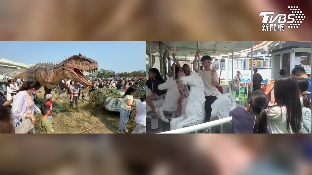 清明四天連假，高雄衛武營的超擬真恐龍樂園，同一天還有老高雄人的回憶殺，百貨空中樂園，經過重整後重新回歸（圖／TVBS）