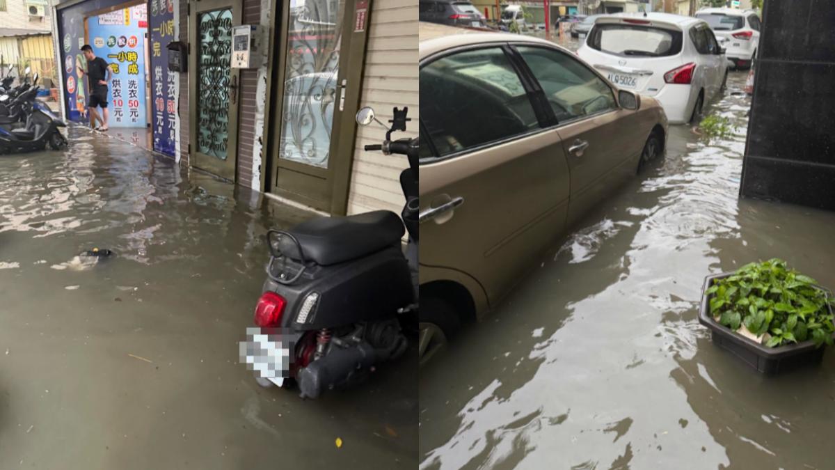 快訊/大雨狂下!苗栗多地淹水 黃水滿地、淹至小腿