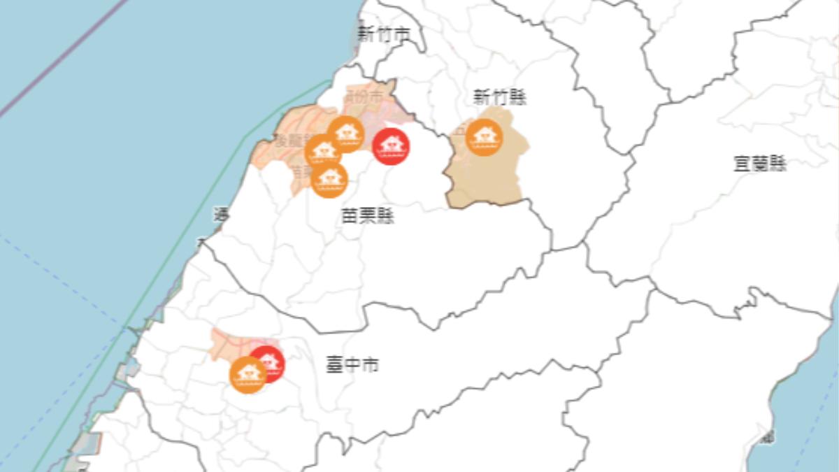 3縣市地區淹水警戒。(圖/經濟部水利署)