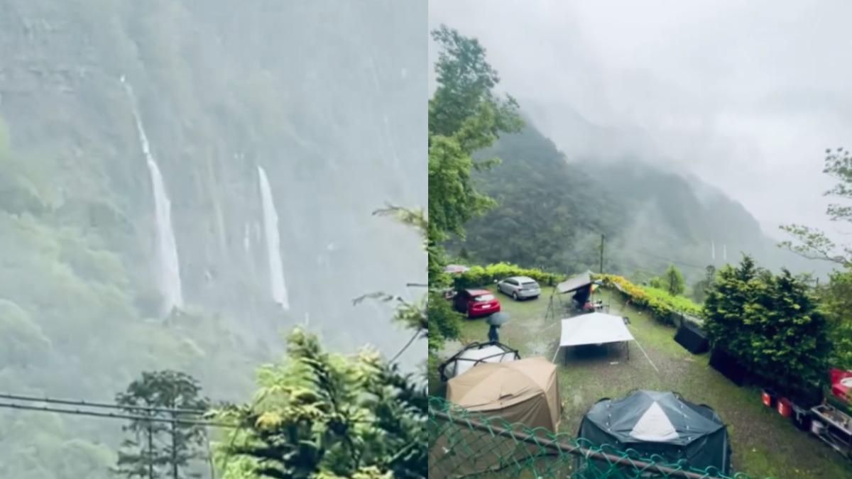 苗栗暴雨露營客雷聲聽整夜 一覺醒來驚見山壁「長出2條瀑布」