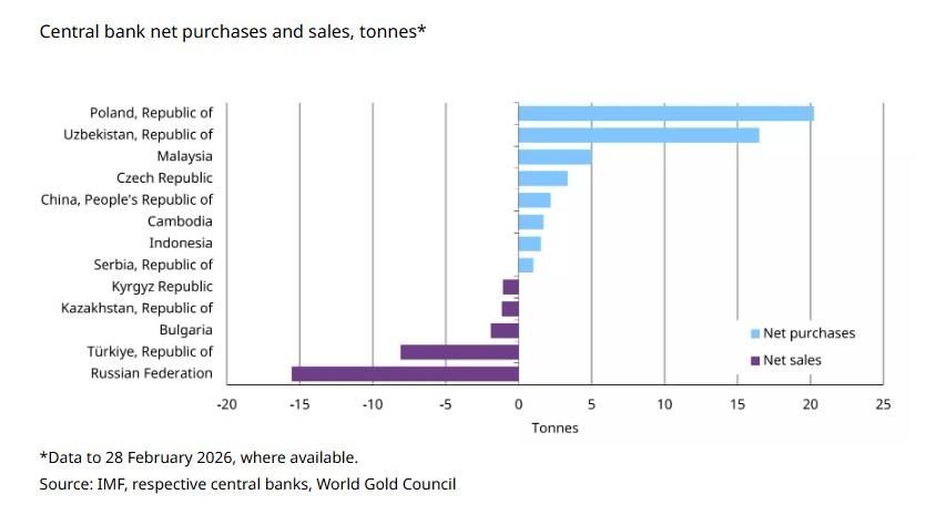 各國央行今年為止買賣黃金數據。（圖／翻攝 World Gold Council）