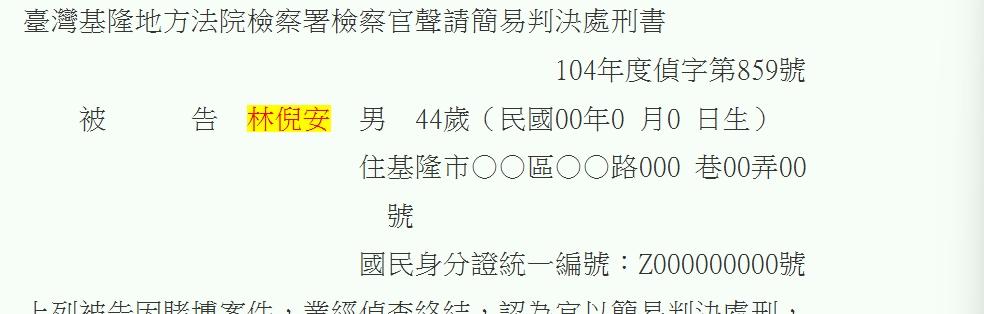 林倪安身分曝。(圖/翻攝自司法院裁判書系統)