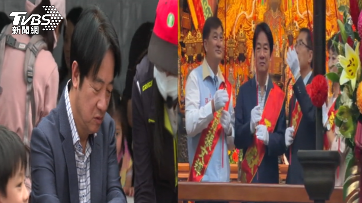 總統賴清德週末行程滿檔,被發現連續兩天都穿同款式格子襯衫。(圖/TVBS)