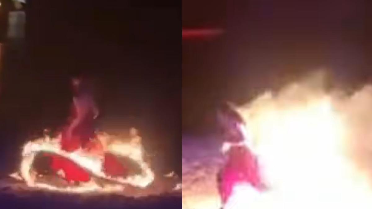 有片/火舞表演意外點燃裙子!陸女舞者全身起火狂奔「跳河自救」