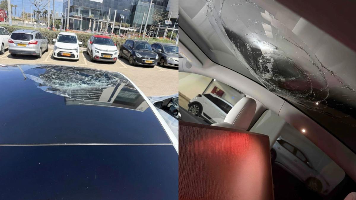 10公斤飛彈殘骸直轟！特斯拉玻璃車頂成功擋下僅留裂痕