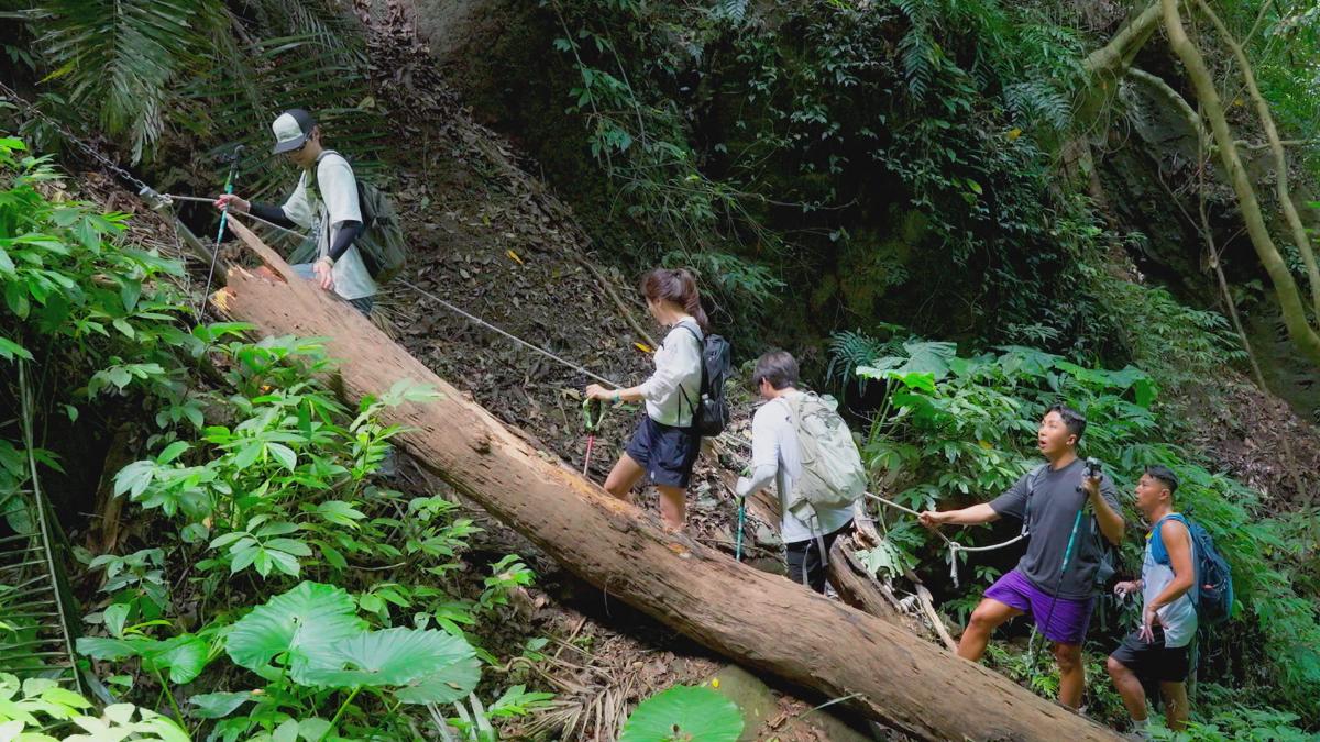 隘古道路途艱困,需靠繩索支撐。(圖/客家電視提供)
