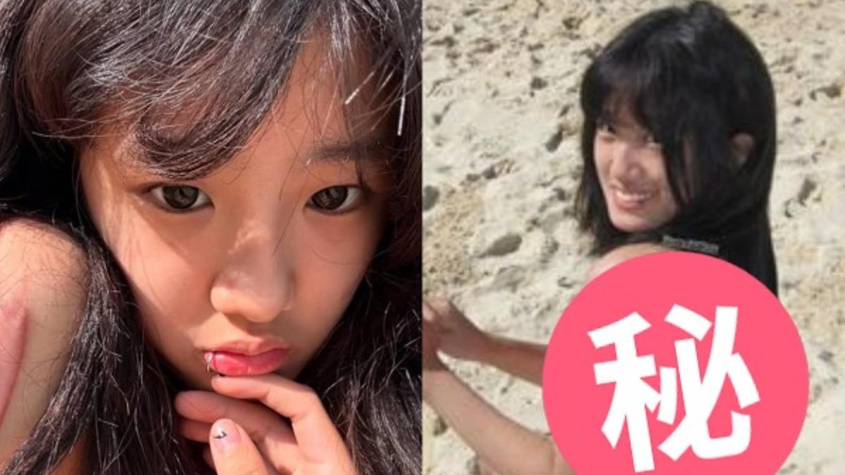 賈靜雯愛女海邊大解放!梧桐妹背後「只有一條線」惹火身材全看光