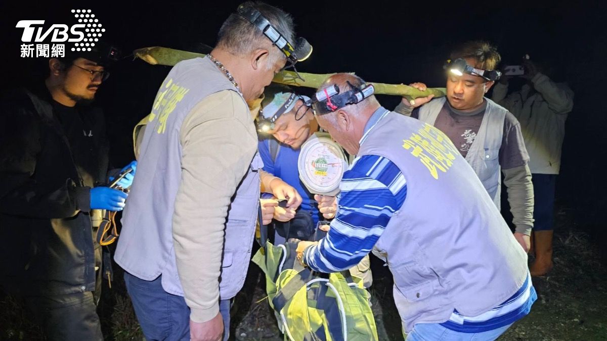 武陵部落棲地巡守隊員協助搬移黑熊,並幫助獸醫團隊測量體重。(圖/TVBS)