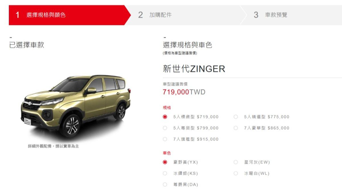 Zinger全車系從6款車型簡化成5款車型,入手價一樣從71.9萬元起跳。(圖/中華汽車提供)