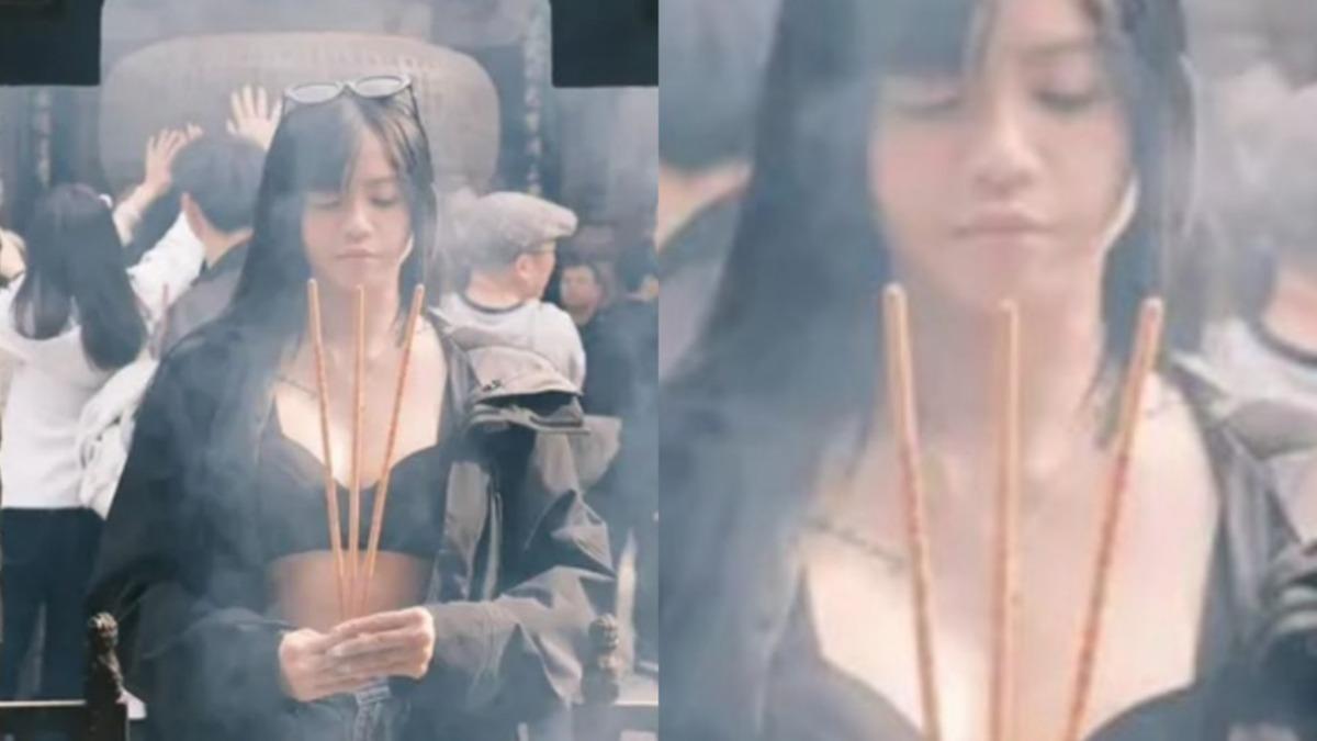 網紅拜拜露半球!香爐前一行徑挨轟「連神明都騙」 急關閉帳號