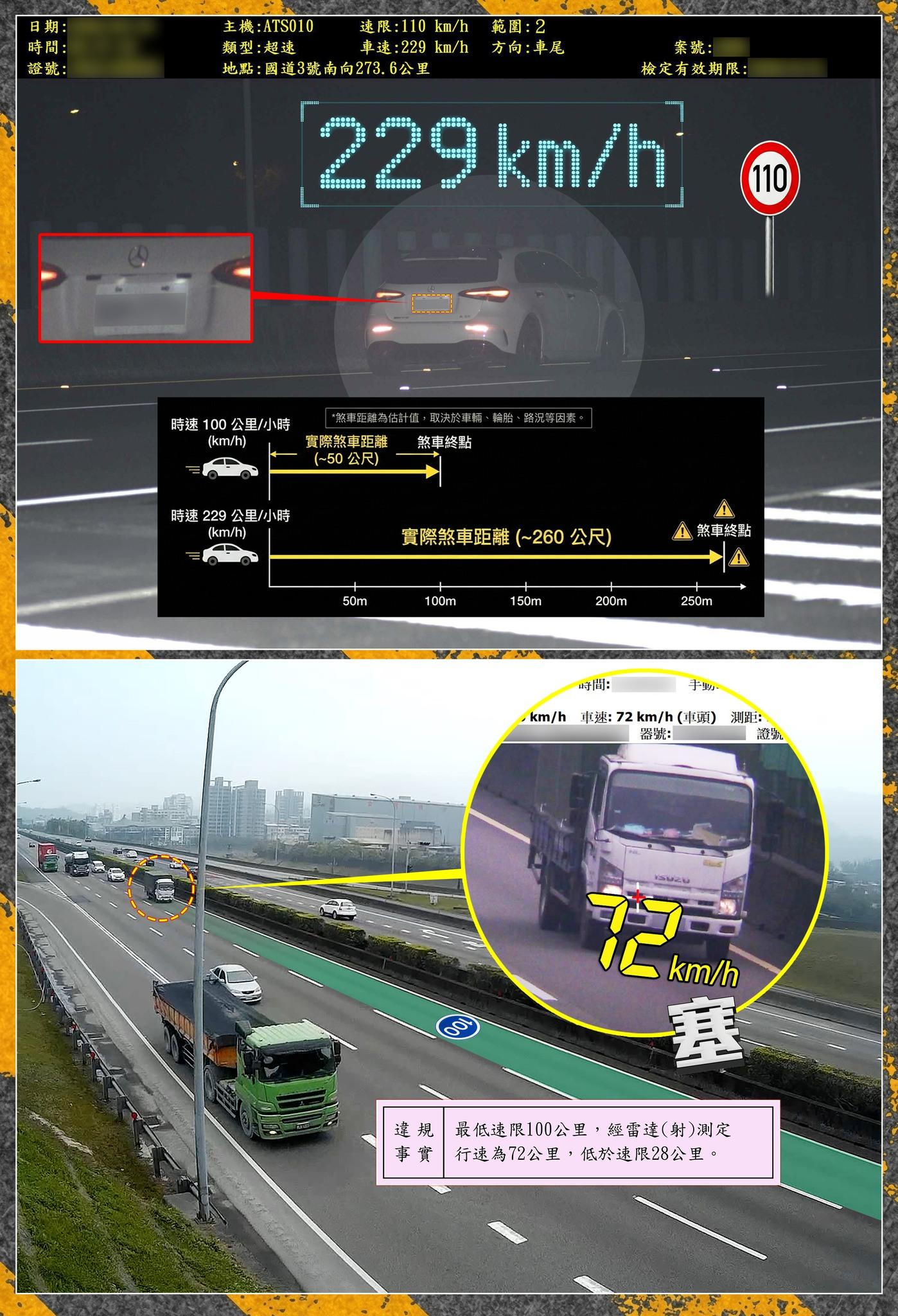 國道警局分享兩起違規案例。(圖/翻攝自臉書「國道公路警察局」)