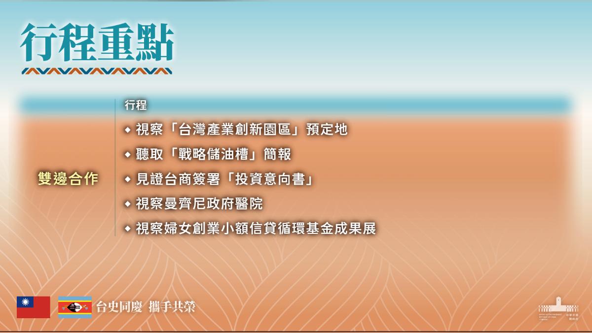 在雙邊合作部分,也會視察多處當地設施。(圖/總統府提供)