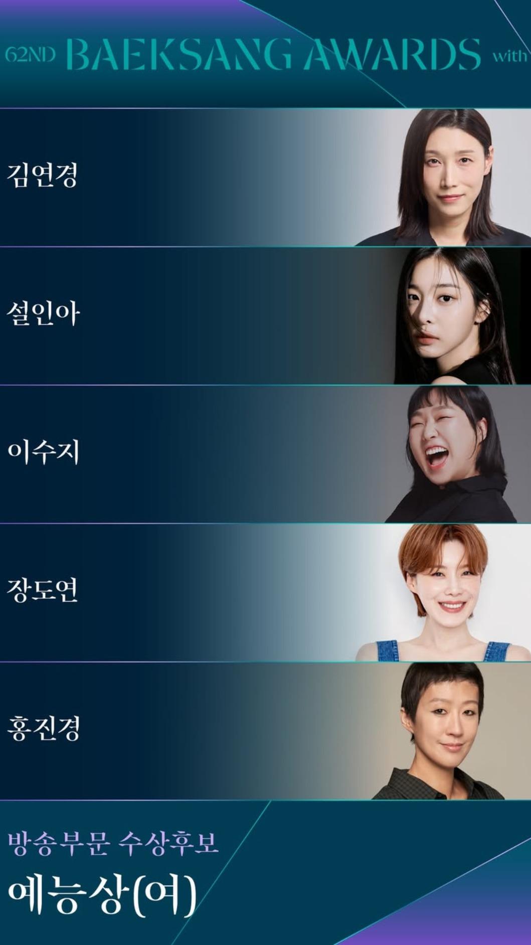 女子綜藝賞入圍者。（圖／翻攝自百想官網）