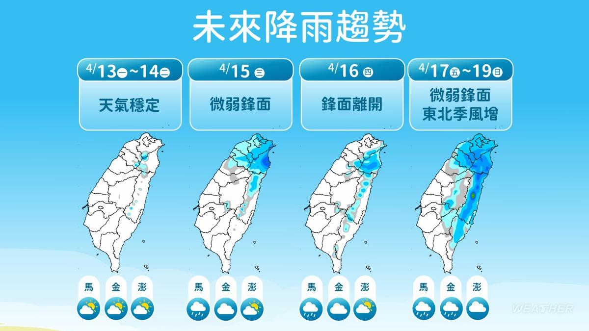 降雨趨勢。(圖/中央氣象署)